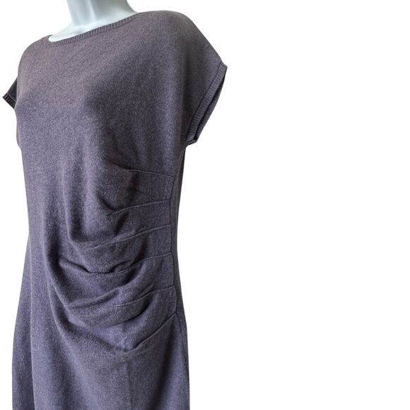NWT Black goat Cashmere Dress Lilac Gathered Waist Knee Length Sweater Dress L - Picture 13 of 13